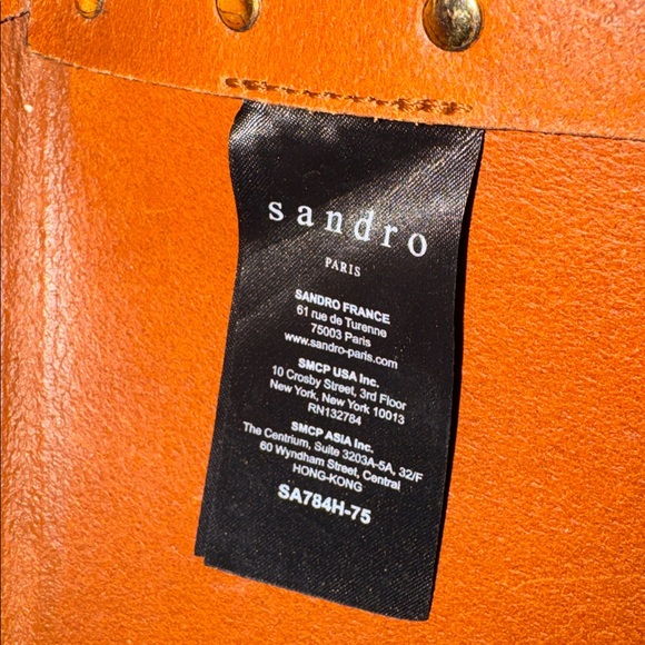 Sandro Paris Abby Cabas Studded Leather Brown Tote Crossbody Bag - Picture 13 of 16